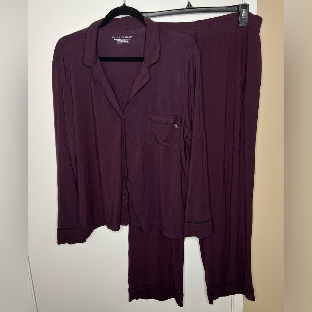 Victoria's Secret Modal Plum Button-Down Pj two piece Set XL